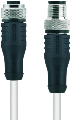 HT-WAK12-2-HT-WAS12/S2430 | M12/M12 kabel, 12p, female 0°/male 0°, 2 m, PTFE