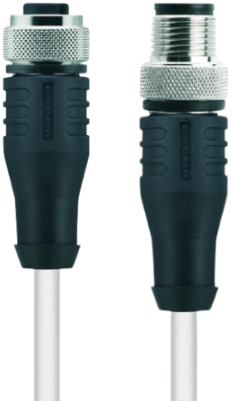 HT-WAK12-5-HT-WAS12/S2430 | M12/M12 kabel, 12p, female 0°/male 0°, 5 m, PTFE
