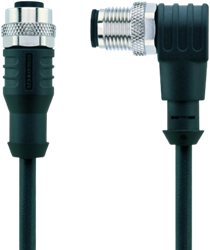 AL-WAK12-1-AL-WWAS12/S370 | M12/M12 kabel, 12p, female 0°/male 90°, 1 m, PUR